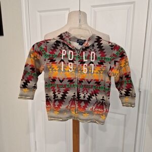 Polo by Ralph Lauren Kids Size 2T Aztec Hoodie - Gray, Green, Orange